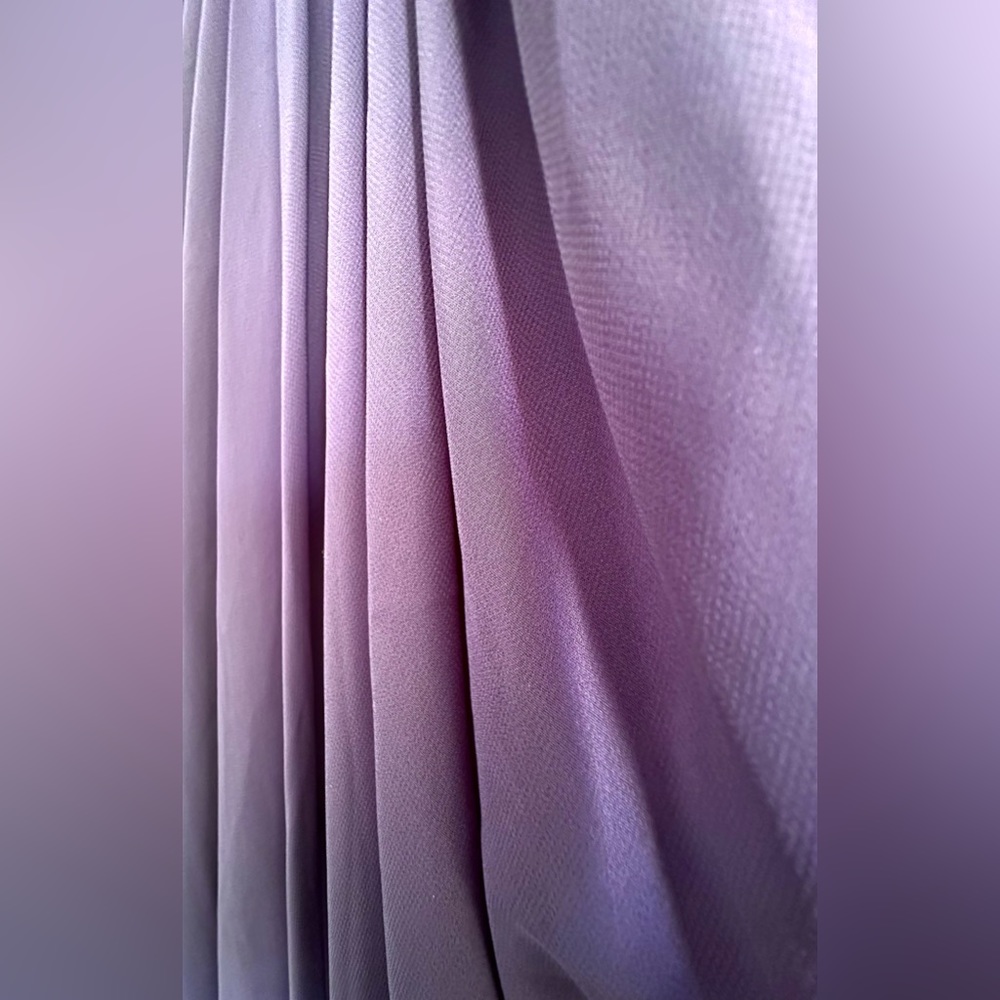 David’s Bridal•strapless pin-tuck gown•size 2P•polyester•lined•dusty plum/purple - Picture 10 of 12